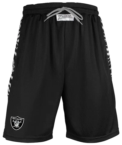 Zubaz NFL Men's Oakland Raiders Team Logo Active Zebra Shorts Cover