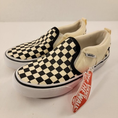 Skateboard a scacchi Vans giovane Asher taglia 2 nero crema VN000SEQIPD 