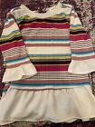monteau girls size Large striped With pearls 3/4 lenth sleeve Blouse
