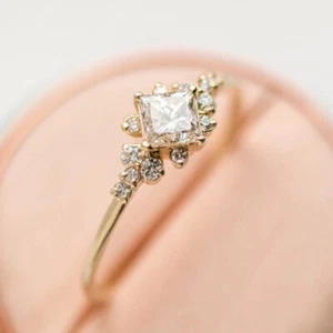 Pretty 18k Yellow Gold Plated Rings Women Cubic Zirconia Jewelry Size 6-10