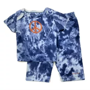 CALVIN KLEIN BOYS OUTFIT - TIE DYE PEACE SZ 0 3 MONTHS - BLUE SHIRT SHORTS SET 2 - Picture 1 of 1