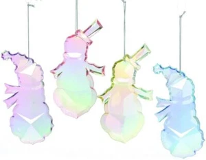 Set of 4 Pastel Coloured Snowmen Christmas Tree Decorations - Picture 1 of 1