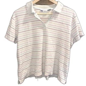 y2k school girl Color Striped Polo Shirt Cotton academia cute girly coastal XL - Picture 1 of 5