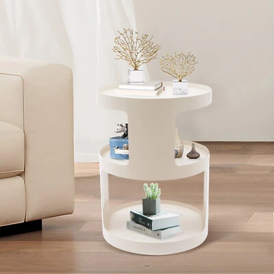 3 Tier Side Table Modern Coffee Table Sofa Bedside Table Round Organizer White - Image 1 of 4