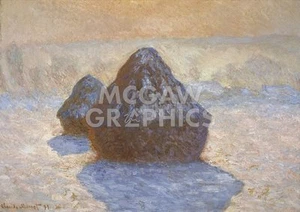 Haystacks Snow Effect 1891, Claude Oscar Monet, Wall Decor Art Print 11" x 14" - Picture 1 of 2