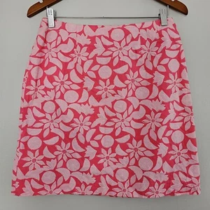 Vintage Lilly Pulitzer A-Linie Rock Blumen Obst Print Rosa Gr. 8 Medium - Bild 1 von 6