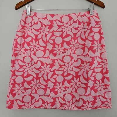 Vintage Lilly Pulitzer A-Linie Rock Blumen Obst Print Rosa Gr. 8 Medium - Bild 1 von 4