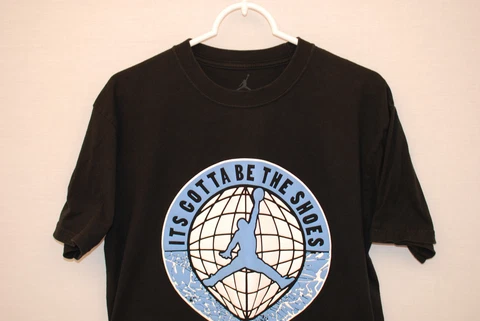Rare Nike Michael Air Jordan ITS GOTTA BE THE SHOES Graphic Mens Black Tee L GUC Cover
