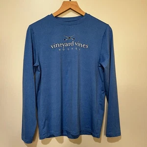 Vineyard Vines Youth Large Hockey Shirt Poly Spandex Blue Long Sleeve Athletic - Picture 1 of 4