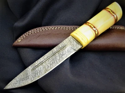 Sax Mittelalter Wikingermesser Damaststahl Handgeschmiedet Beingriff (1541) - Bild 1 von 4