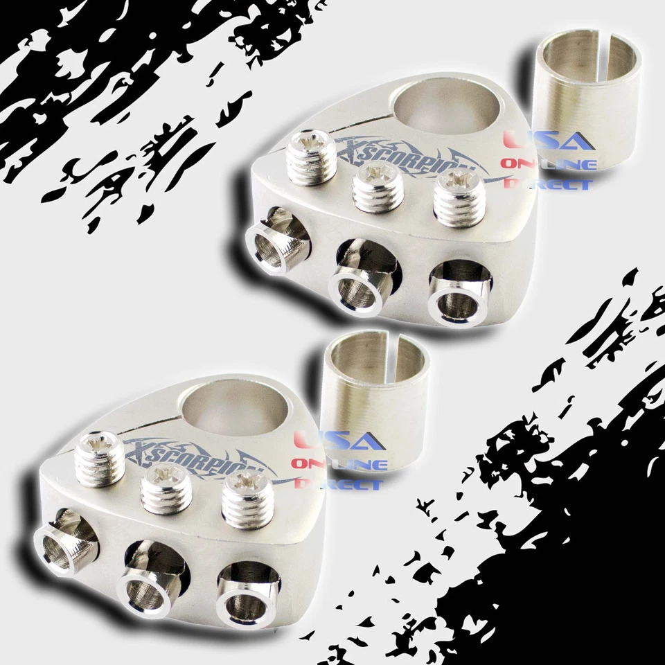 2 PCS PLATINUM Plated Battery Terminal Multi Output Car Stereo Gauge AWG Pos Neg - Image 1 of 3