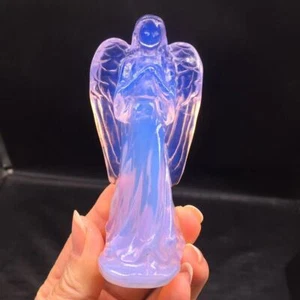 Natural Pink Opalite Crystal Quartz Carved Angel Figurine Healing Reiki Deco 1Pc - Picture 1 of 14