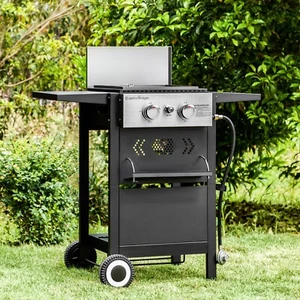 Propane Gas Grill Griddle Combo Flat Top 2-Burner BBQ Griller Outdoor Cooking - Picture 1 of 13