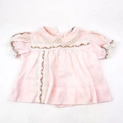 Vestido Top Estilo Vintage por Alexis Bebé Niñas Talla Mediana Rosa Encaje 100% Nylon Foto 1 de 4