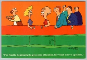 1980's WOMEN AT BAR*BOOBS BREASTS ON HEAD LEERING MEN*JOHN CALLAHAN DARK HUMOR - Picture 1 of 2