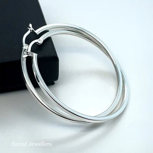 HOOP EARRINGS 925 Sterling Silver Stamp PLAIN LIGHT Design 10-15-20-25-30-40MM - Picture 1 of 9