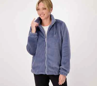 Isaac Mizrahi Live! Куртка на молнии из искусственного меха Soho - стальной синий (XXS) a556553 - - Изображение 1 из 3