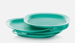 Tupperware Impressions Microwave Dinner Plates 9.5" Square Teal New - Picture 1 of 5