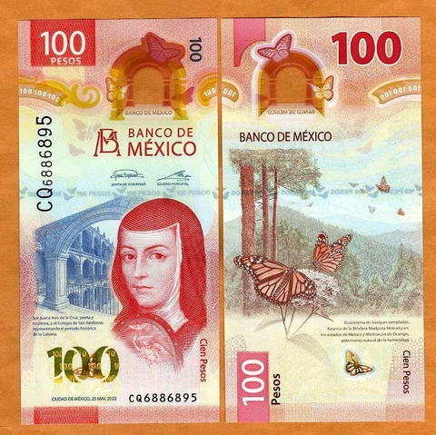 Mexico, 100 Pesos, 25-5-2022, Vertical Polymer, P-New CQ, UNC New Design Cover