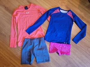 Under Armor Lot of 4 Athletic Fit Tops & 2 Spandex Shorts Girls Size Medium 10 - Picture 1 of 1
