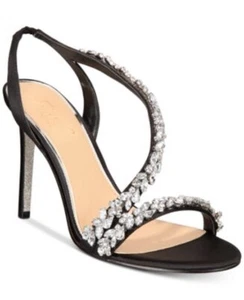 Jewel Badgley Mischka Java Embellished Evening Sandals, Size 7/Black - Picture 1 of 3
