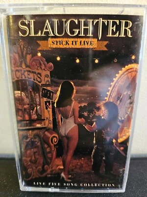 SLAUGHTER Stick It Live 1990 CASSETTE TAPE 5 TRACK EP HARD ROCK HEAVY METAL - Image 1 of 4