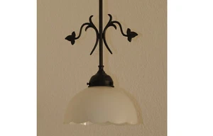 Berliner Lampe Deckenlampe Metall 1 flammig Glasschirm Hängeleuchte - Bild 1 von 4