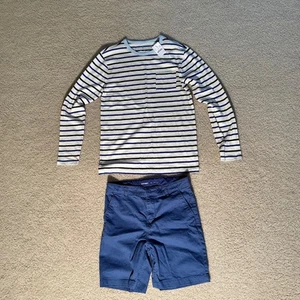 Jungen Outfit - Crewcuts Neu mit Etikett gestreift Langarm & neu ohne Etikett Old Navy Shorts - Größe 14 - Bild 1 von 11