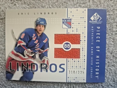 Eric Lindros New York Rangers Upper Deck SP Game Used Jersey Hockey Card - Image 1 of 2