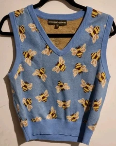 Princess Highway Blue Busy Bee Knit Vest Size 10 VGC - Picture 1 of 5