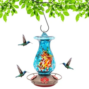 Hummingbird Feeders for Outdoors Hanging Glass 45oz, Decorative Feeder with B... - Picture 1 of 8