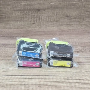 4pk Genuine Epson 302 Black Cyan Yellow Magenta Ink Cartridges Open Box - Picture 1 of 5