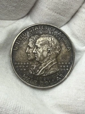 1921 Alabama 2x2 Commem Half Dollar AU/UNC Nice Eye Appeal Tough Variety T75 - Image 1 of 4