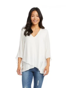 Karen Kane Elegante Top Blanco Manga Acampanada, Pequeño, Nuevo con Etiquetas, Talla L, Precio de venta sugerido por el fabricante: 98 $ - Imagen 1 de 5