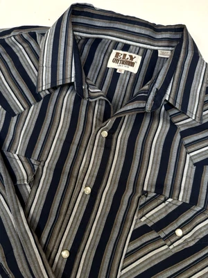 Camisa De Colección Ely Cattleman XL Gris Rayas Perla A Presión Manga Larga Vaquero Occidental Foto 1 de 4