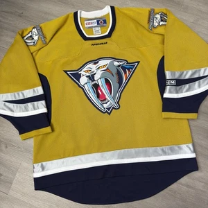 Nashville Predators Mustard Cat Jersey XL 52 CCM Authentic Vintage NHL - Picture 1 of 9