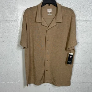 GUESS Men's Gauze Button-Front Camp Shirt Neutral Sand Large $70 - Picture 1 of 8