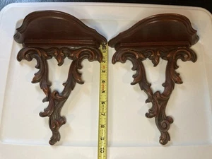 2 Stück Vintage Sammlerstück Syroco Holz Regal Display Halterung Wandleuchter - Bild 1 von 7