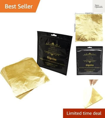 High-Quality Imitation Gold Leaf Sheets - 100 Pcs for Creative Decor 5.5'' - Image 1 of 4