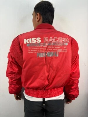 Vintage KISS RACING TEAM biker jacket bomber protector riders Men Size Large — 第 1/4 张图片