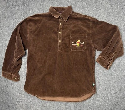 Винтажная вельветовая рубашка Winnie The Pooh Disney XL коричневая с длинным рукавом очень большой размер - Изображение 1 из 4