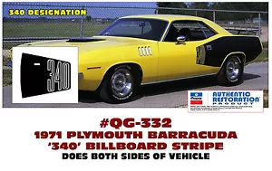 QG-332 1971 PLYMOUTH BARRACUDA BILLBOARD SIDE STRIPE - 340 - DECAL - Bild 1 von 1