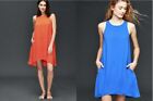 GAP Women Orange Blue Print Sleeveless Lined Racerback Pocket Swing Tank Dress S