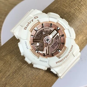 Casio Baby G BA-110 White Pink Dial Silicon Band Digital Analog Watch 7 1/4" - Picture 1 of 14
