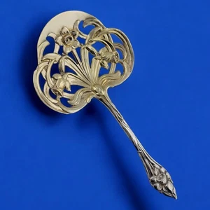 Sterling Silver GORHAM Bon Bon Serving Spoon ART NOUVEAU Floral ~no mono - Picture 1 of 6
