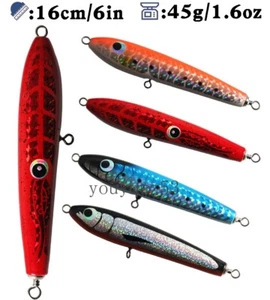 16cm/45g Trolling Wooden GT Popper Bait Big Game Casting Topwater Jigging Lure - Picture 1 of 17