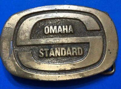 "OMAHA STANDARD" HEBILLA DE CINTURÓN DE LATÓN VINTAGE ***LEER*** Foto 1 de 2