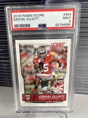 Ezekiel Elliott 2016 panini score rookie #344 psa 9 pop 29 buckeyes cowboys - Image 1 of 4
