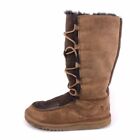 UGG Australia Uptown Winter Boots Kids Youth Size 4 EUR 34 Brown Leather Lace Up