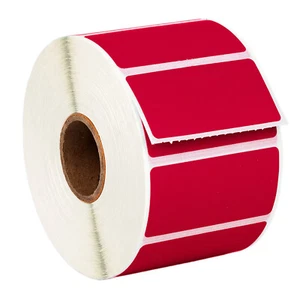 ZEBRA ELTRON 2x1 COLOR 2" x 1" RED Direct Thermal Labels - (12) Rolls of 1300 - Picture 1 of 8